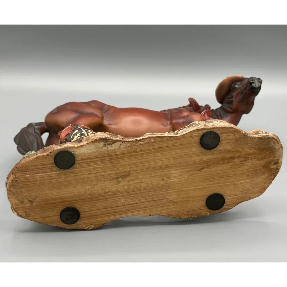 Western Horse Figurine with Cowboy Boots and Hat Resin Statue 8.5 Inch